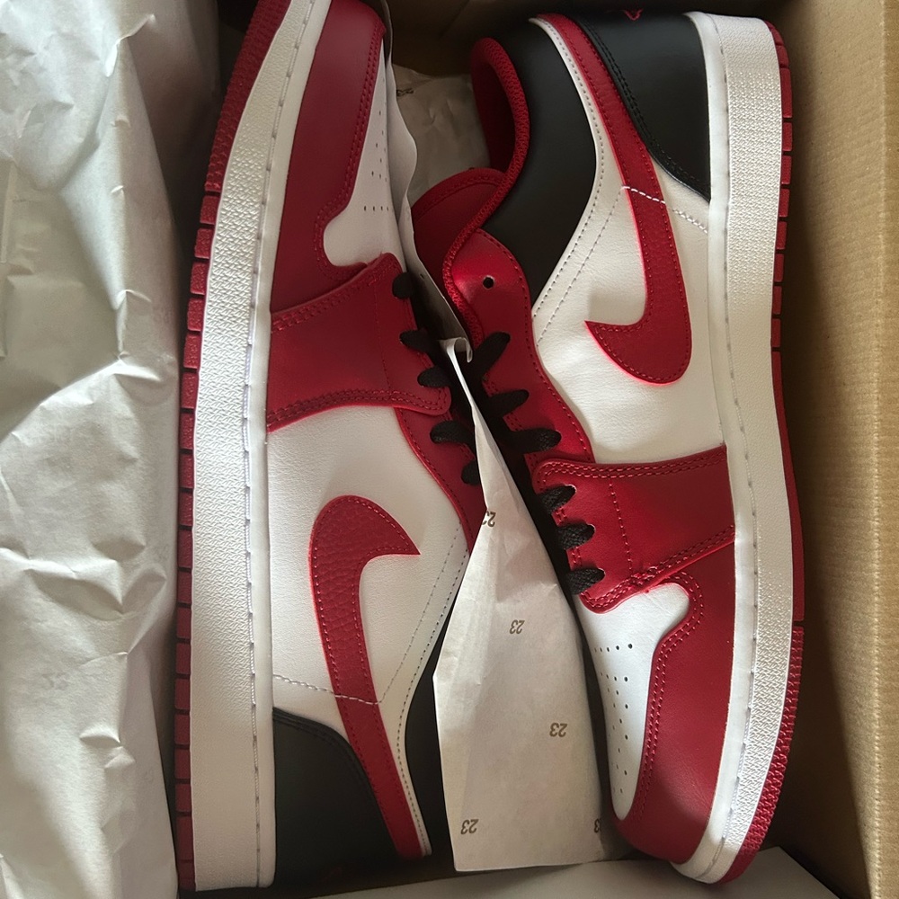 Nike Air Jordan 1 Low White, Red, and Black